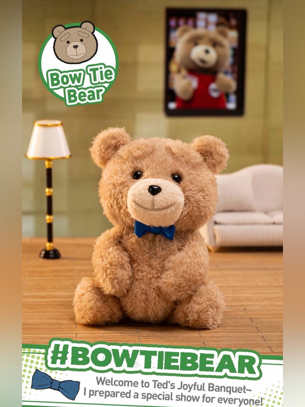 NEW AUTHENTIC Pop Mart TED2 Teddy Bear Plush Pendant - Bow Tie Bear